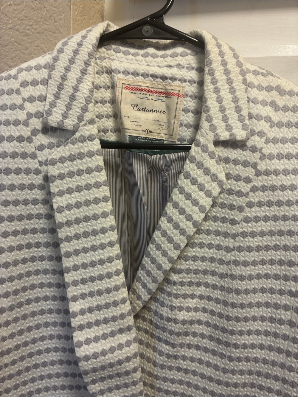 Anthropologie Cartonnier gray and white patterned blazer - Picture 7 of 13